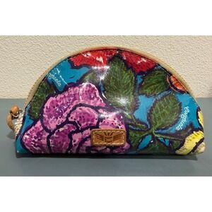 Consuela Cosmetic Bag Multicolor Floral Oilcloth Zipper Pouch Dome
